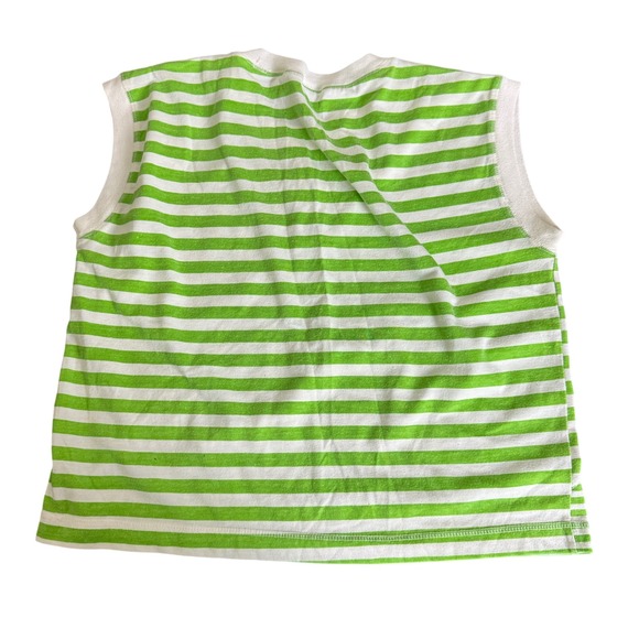 Vintage green white stripe sleeveless boxy fit knit shirt size LARGE - Picture 2 of 4